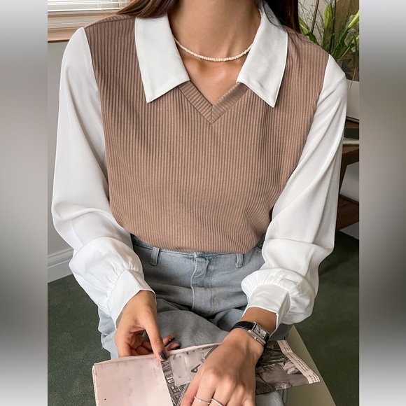 Colorblock collared top - Picture 4 of 4